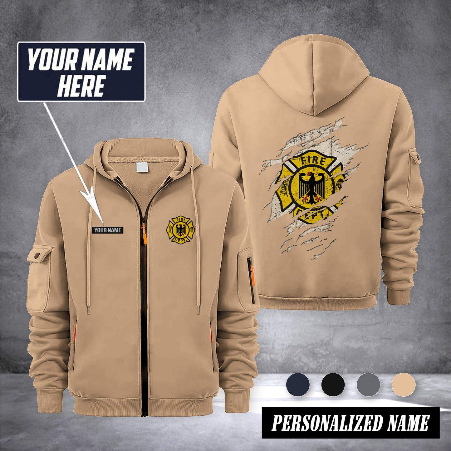Firefighter Germany customize Zipper cardigan jacket