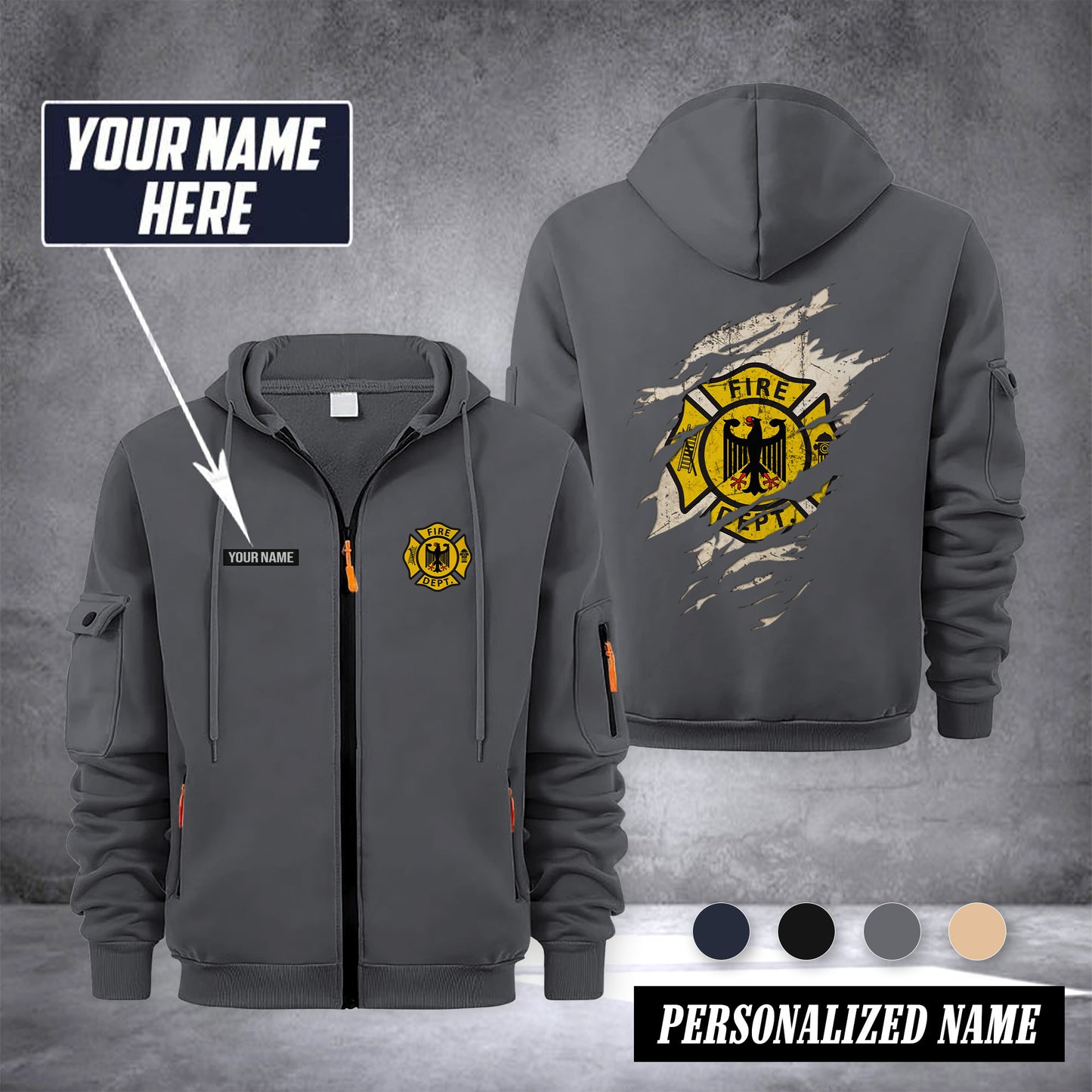 Firefighter Germany customize Zipper cardigan jacket