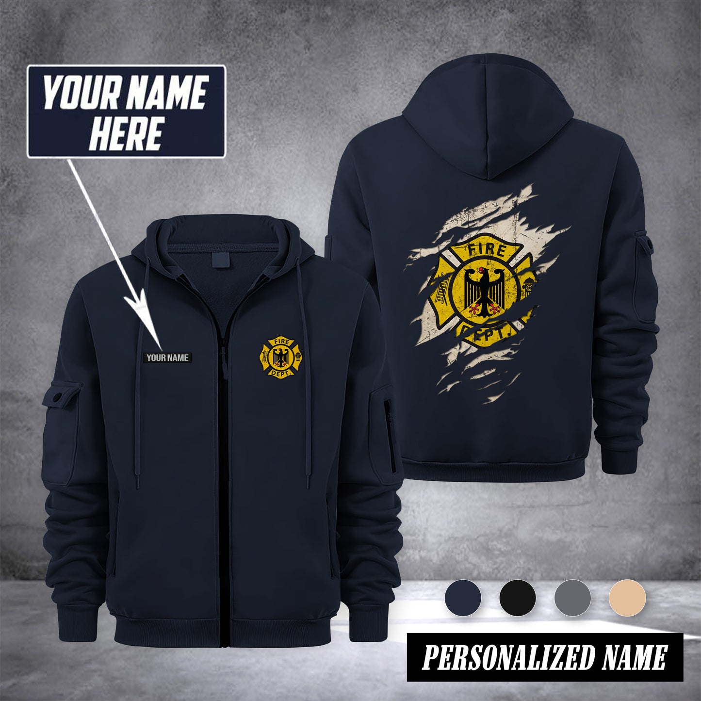 Firefighter Germany customize Zipper cardigan jacket