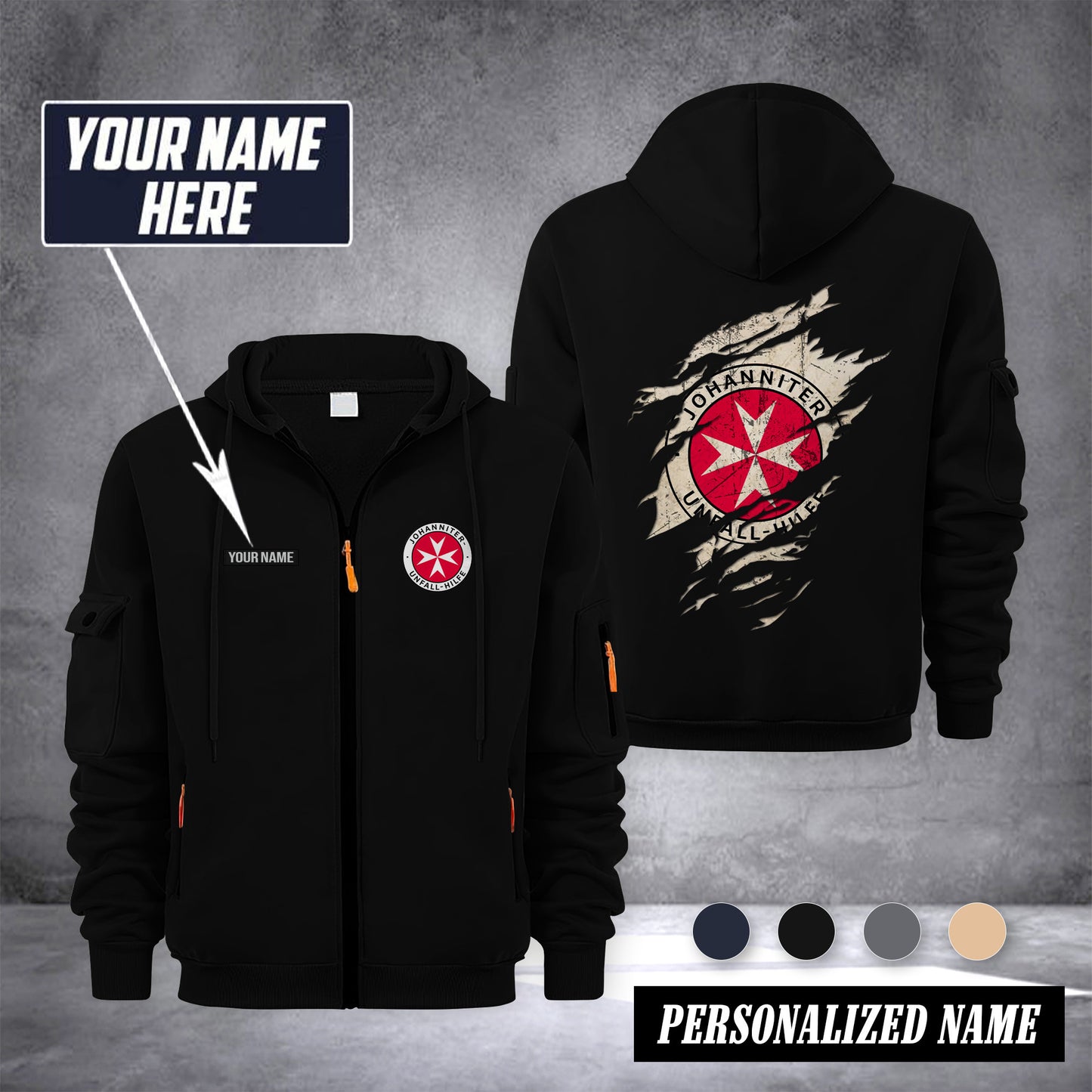 Johanniter Germany customize Zipper cardigan jacket