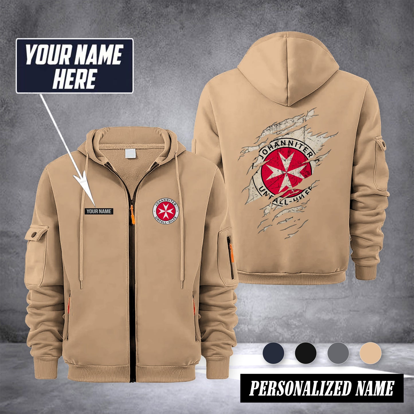 Johanniter Germany customize Zipper cardigan jacket