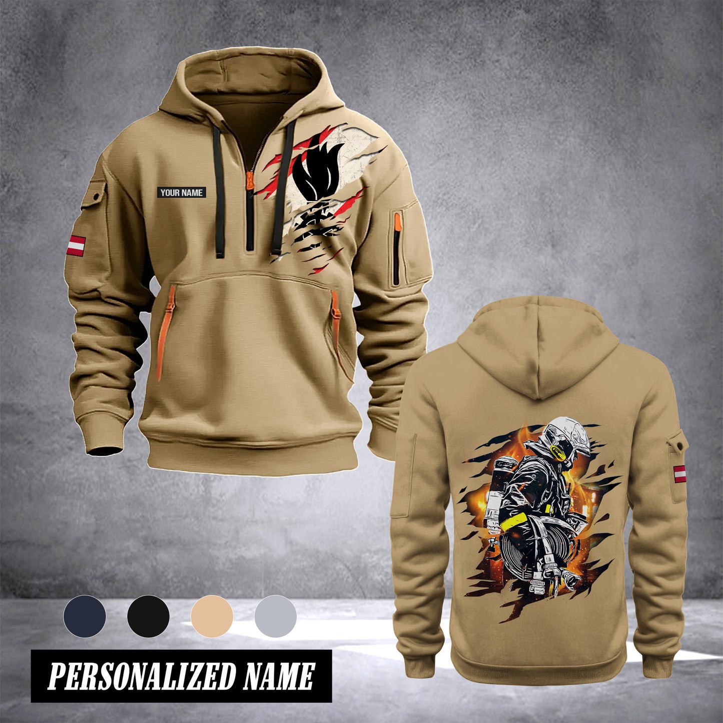 Firefighter Austria customize Hoodie Half Zipper NLG