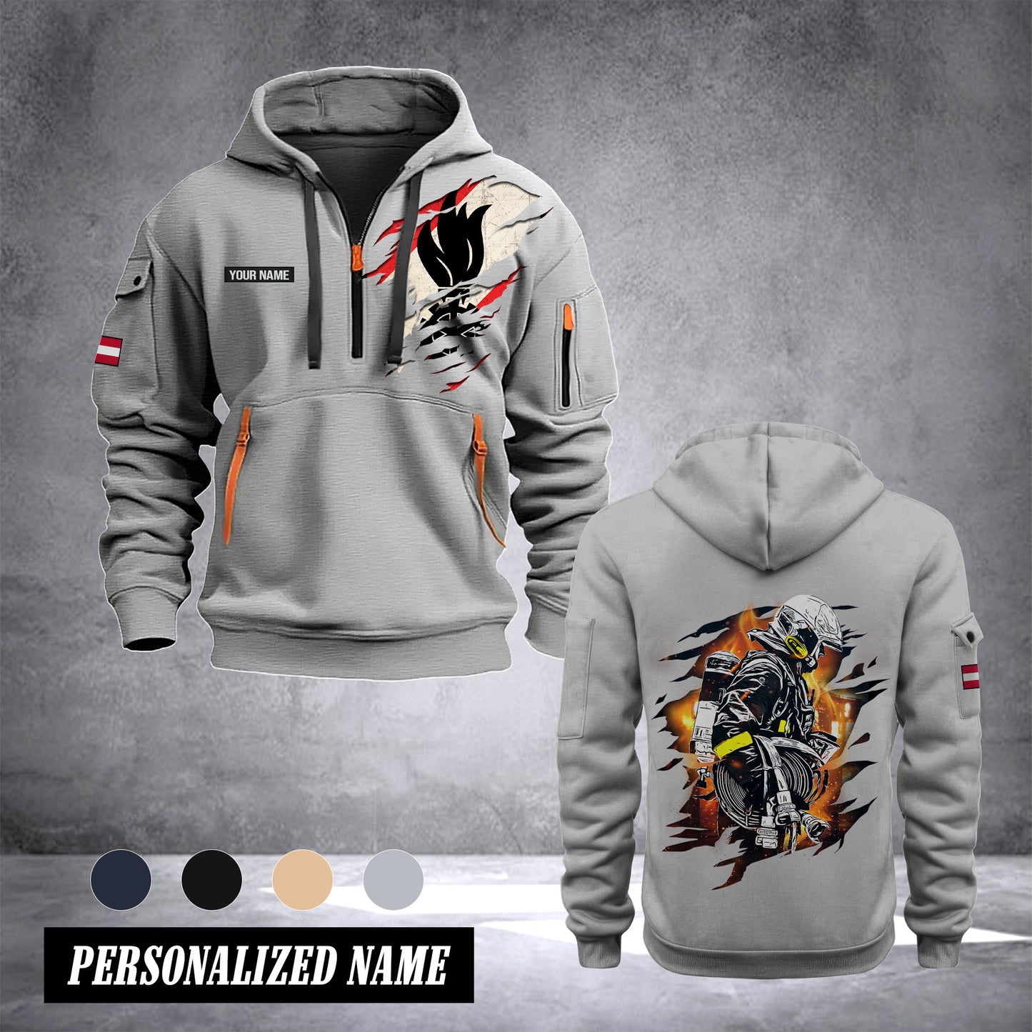 Firefighter Austria customize Hoodie Half Zipper NLG