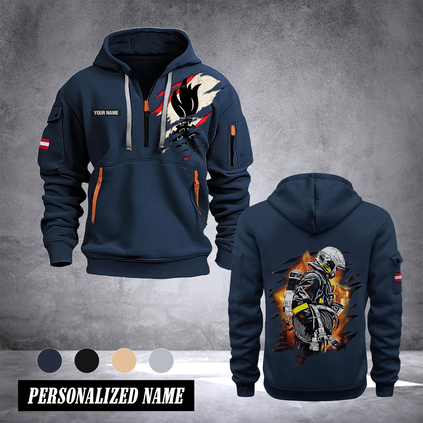 Firefighter Austria customize Hoodie Half Zipper NLG