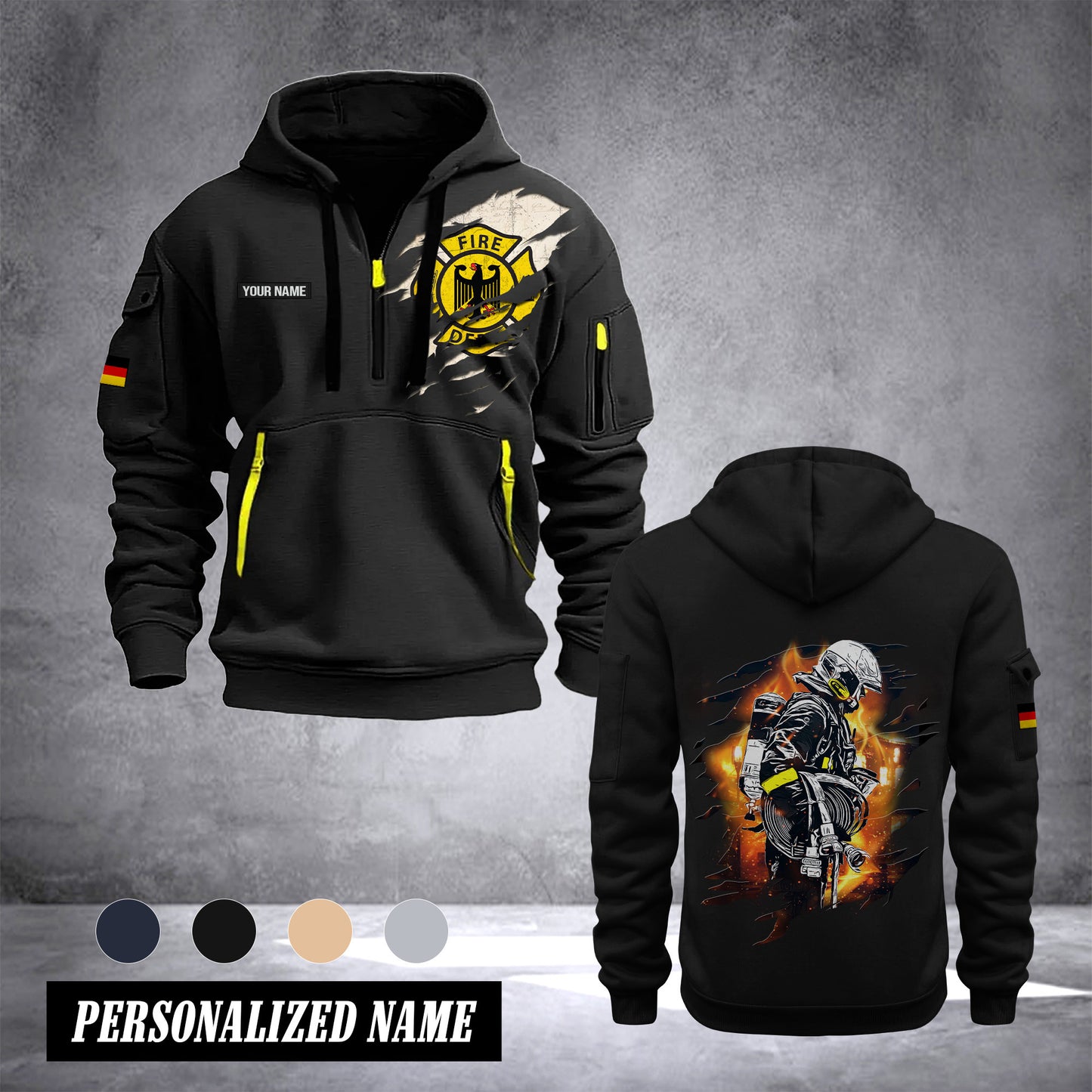 Firefighter Germany customize Hoodie Half Zipper NLG