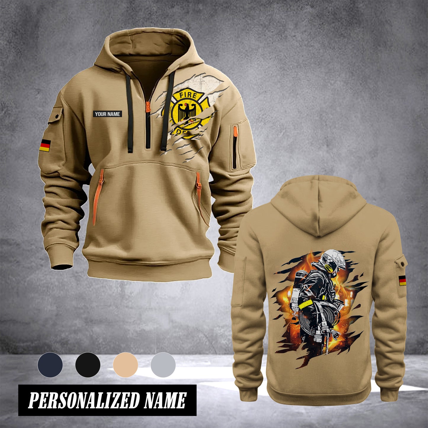 Firefighter Germany customize Hoodie Half Zipper NLG