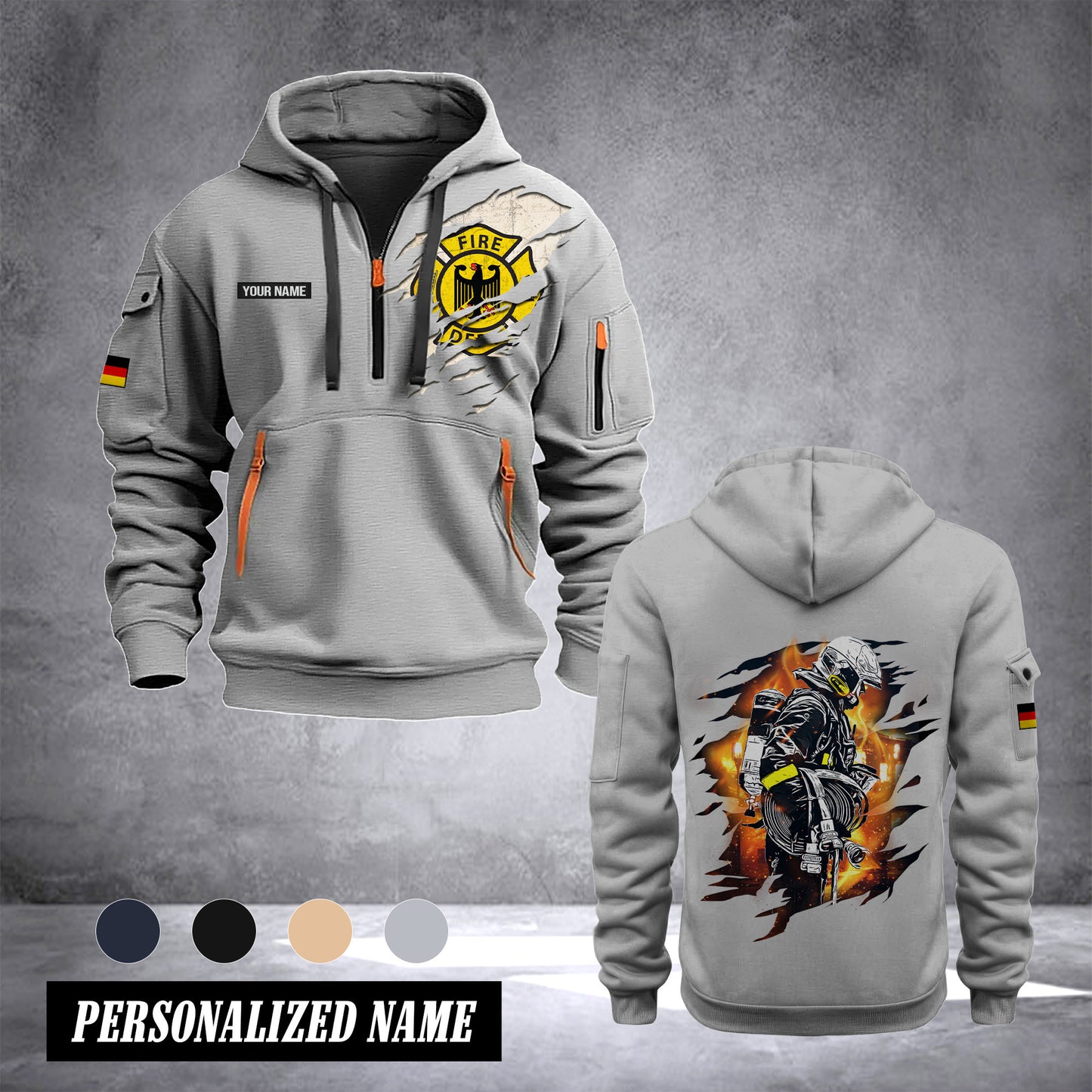 Firefighter Germany customize Hoodie Half Zipper NLG