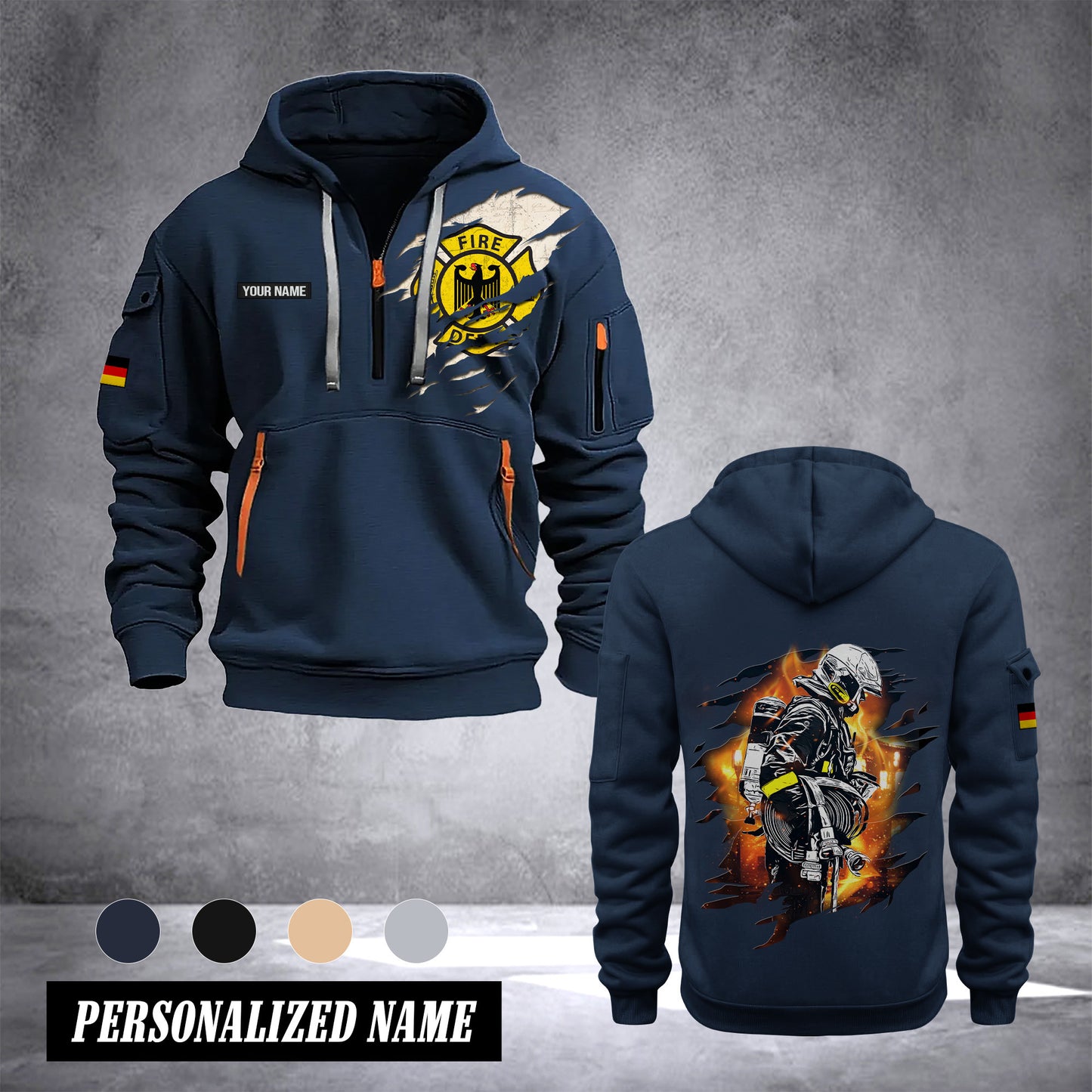 Firefighter Germany customize Hoodie Half Zipper NLG