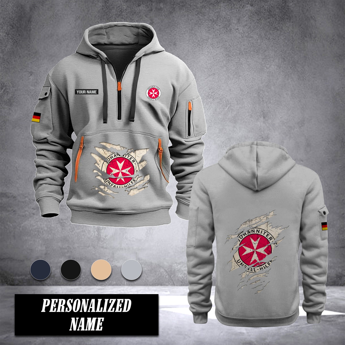 Johanniter Germany customize Hoodie Half Zipper NLG