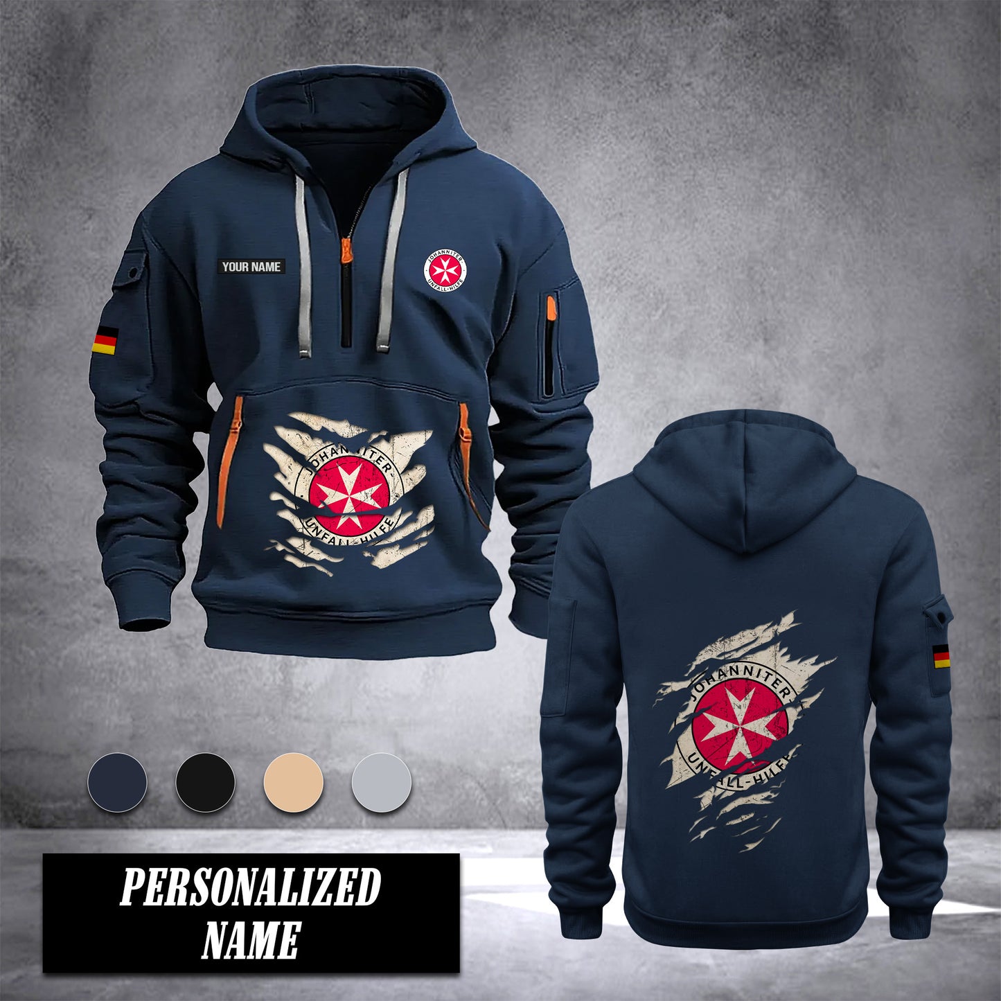 Johanniter Germany customize Hoodie Half Zipper NLG