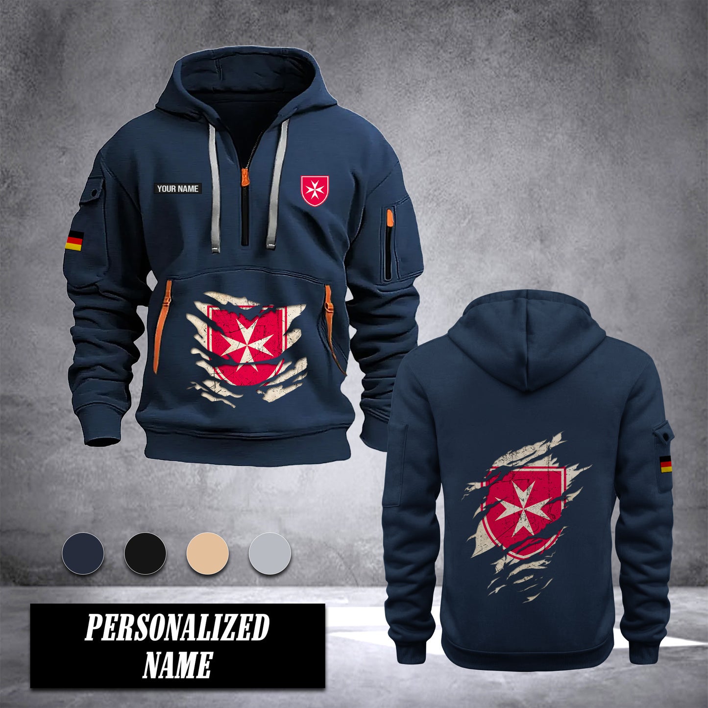 Malteser Germany customize Hoodie Half Zipper NLG