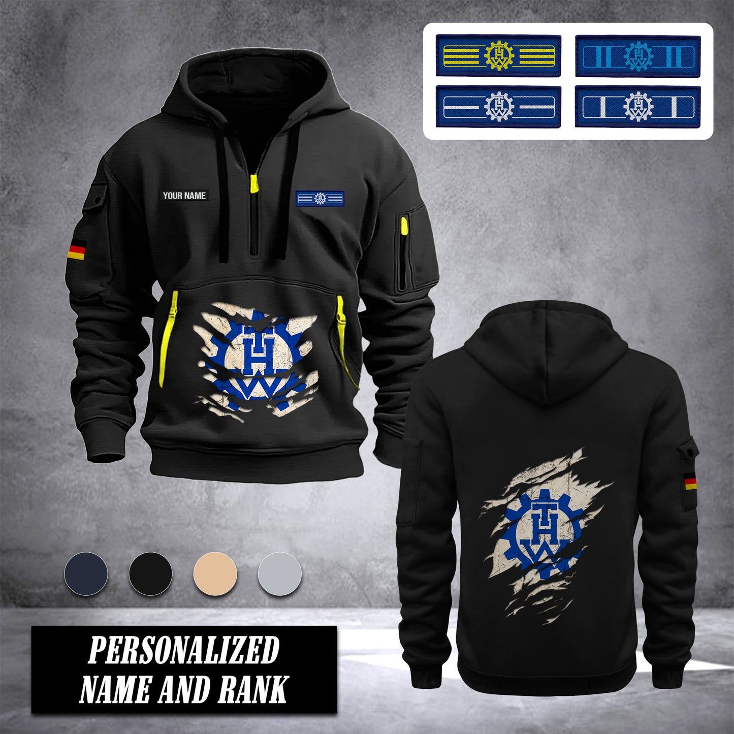THW Germany customize Ranking Hoodie Half Zipper NLG