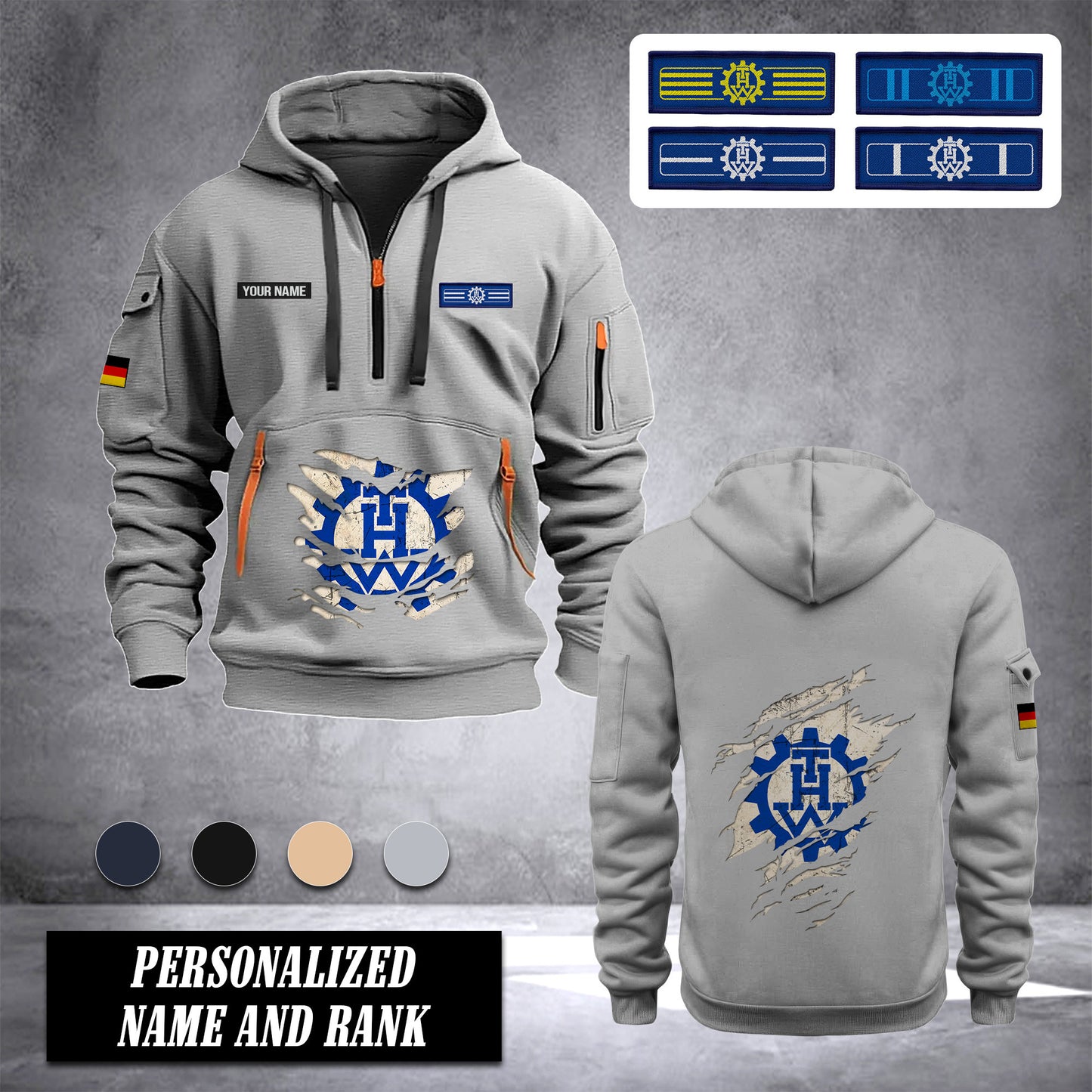 THW Germany customize Ranking Hoodie Half Zipper NLG