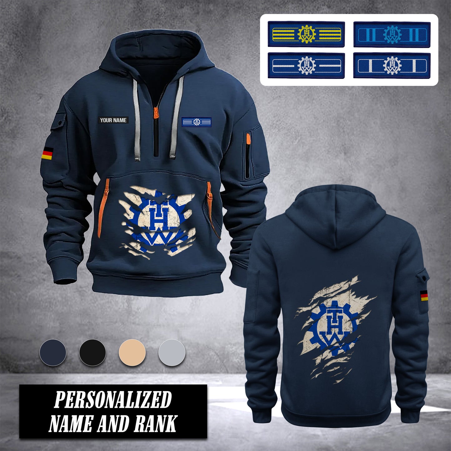 THW Germany customize Ranking Hoodie Half Zipper NLG