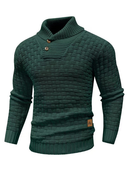 Herren Freizeit-Strickpullover im Waffelmuster – Lapel-Kragen mit Knöpfen, Bequemer und Stilvoller Sweater