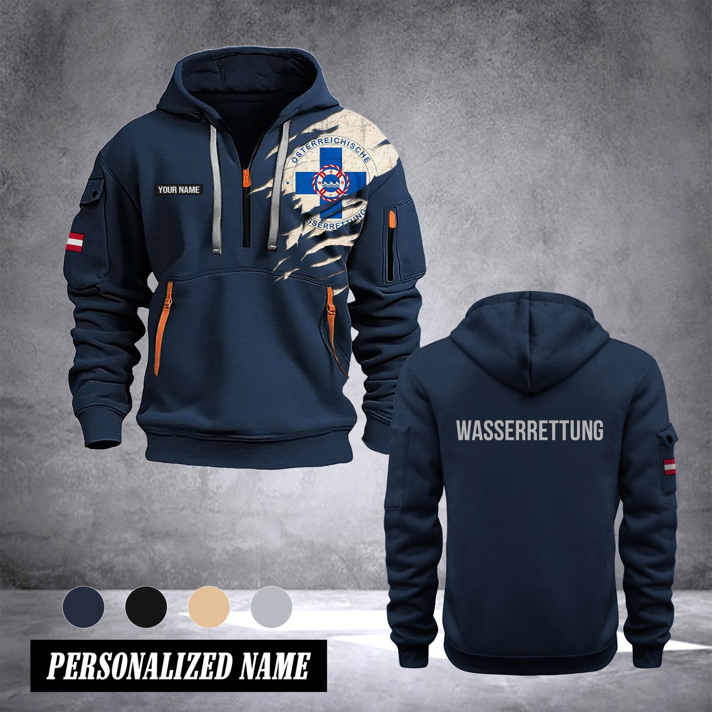 Wasserrettung Austria customize Hoodie Half Zipper 0909