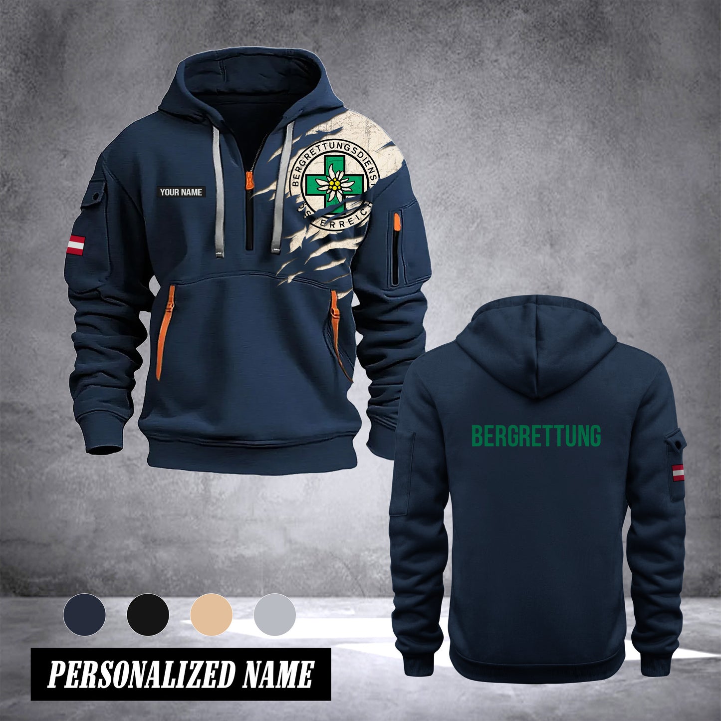 Bergrettung Austria customize Hoodie Half Zipper 0909