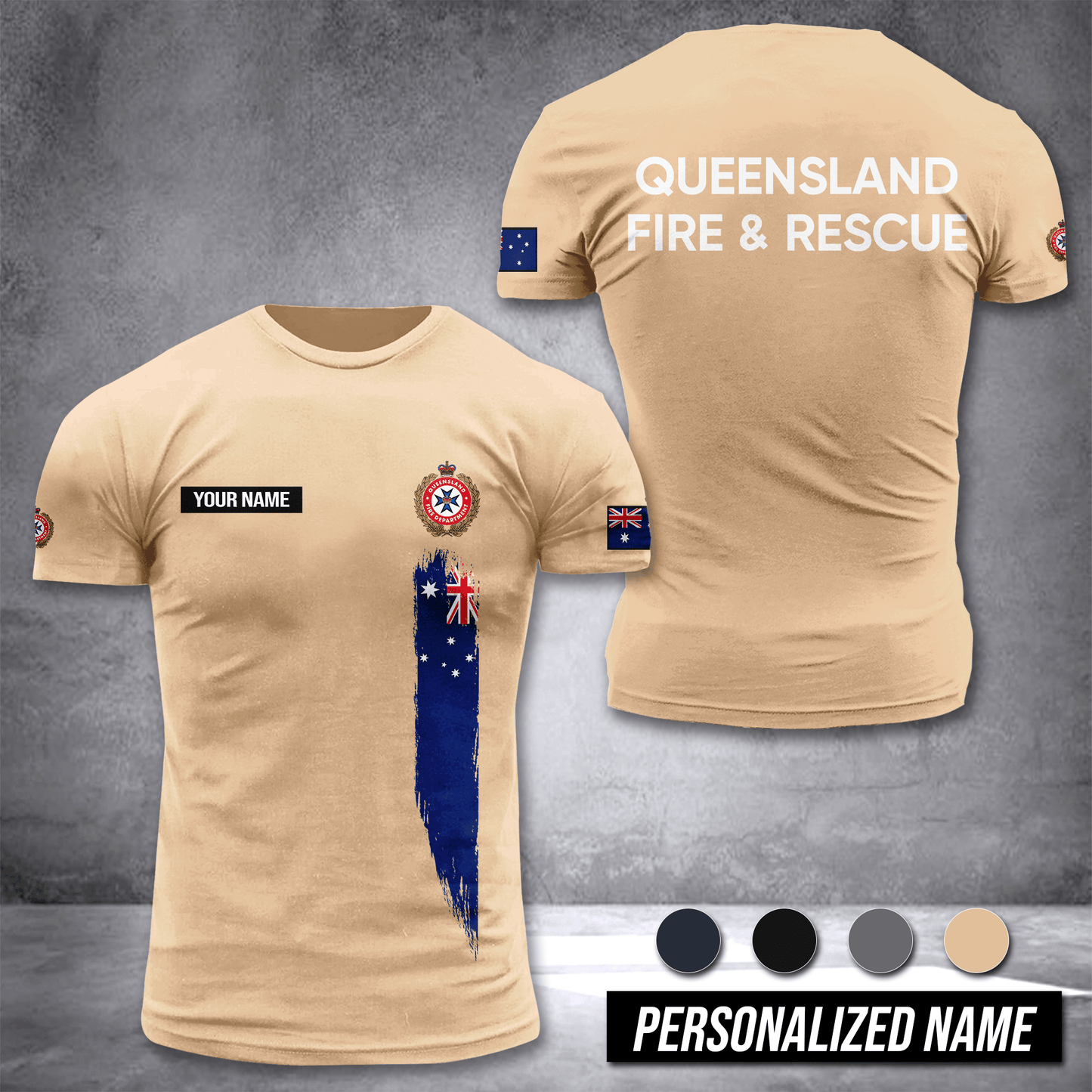 Queensland Fire And Rescue Australia customize T-shirt 3d DAH
