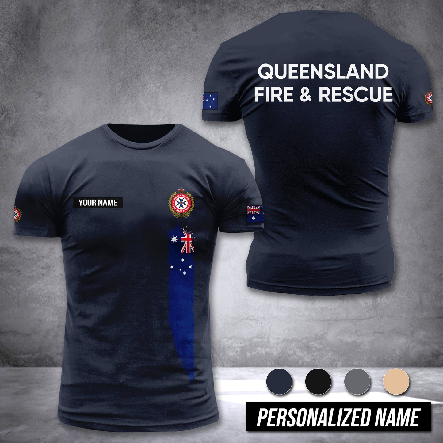 Queensland Fire And Rescue Australia customize T-shirt 3d DAH