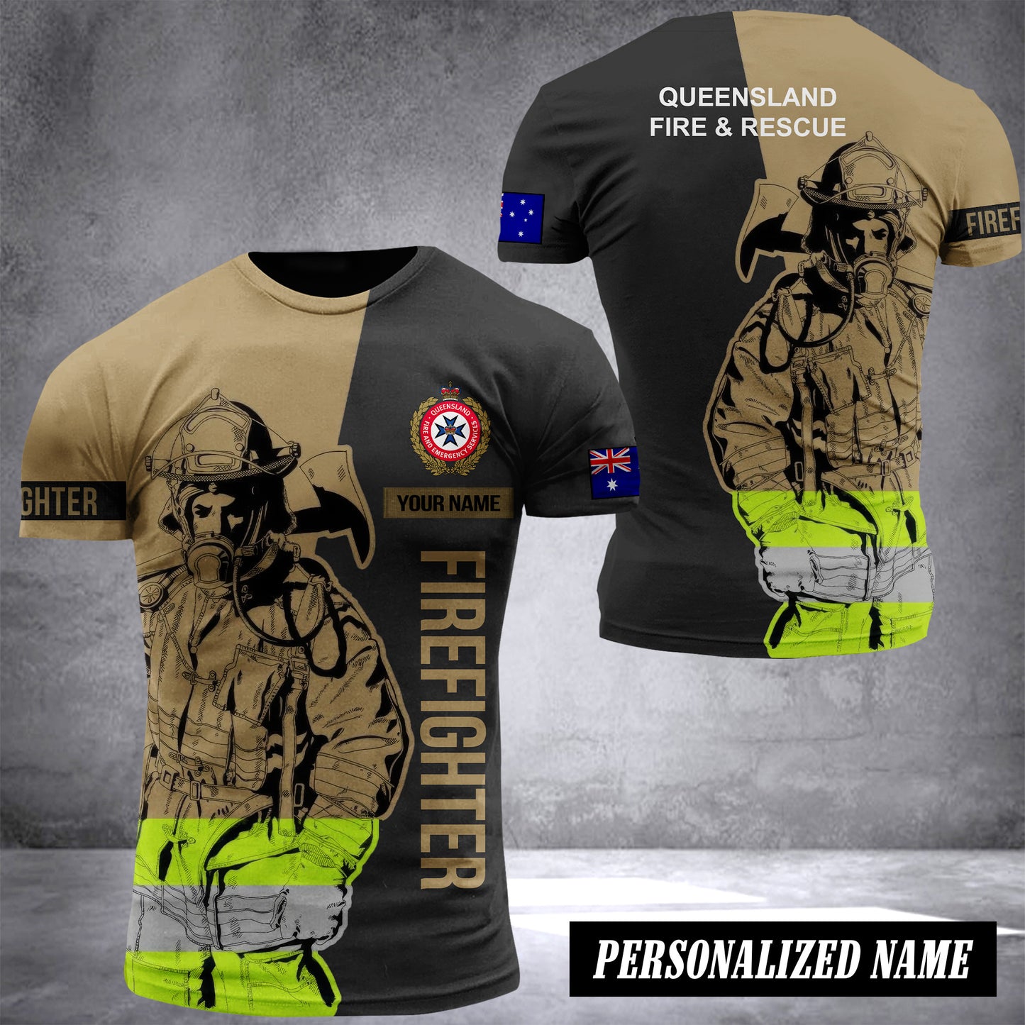 Queensland Fire And Rescue Australia customize T-shirt 3d DUC