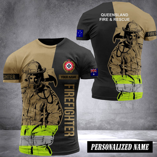 Queensland Fire And Rescue Australia customize T-shirt 3d DUC