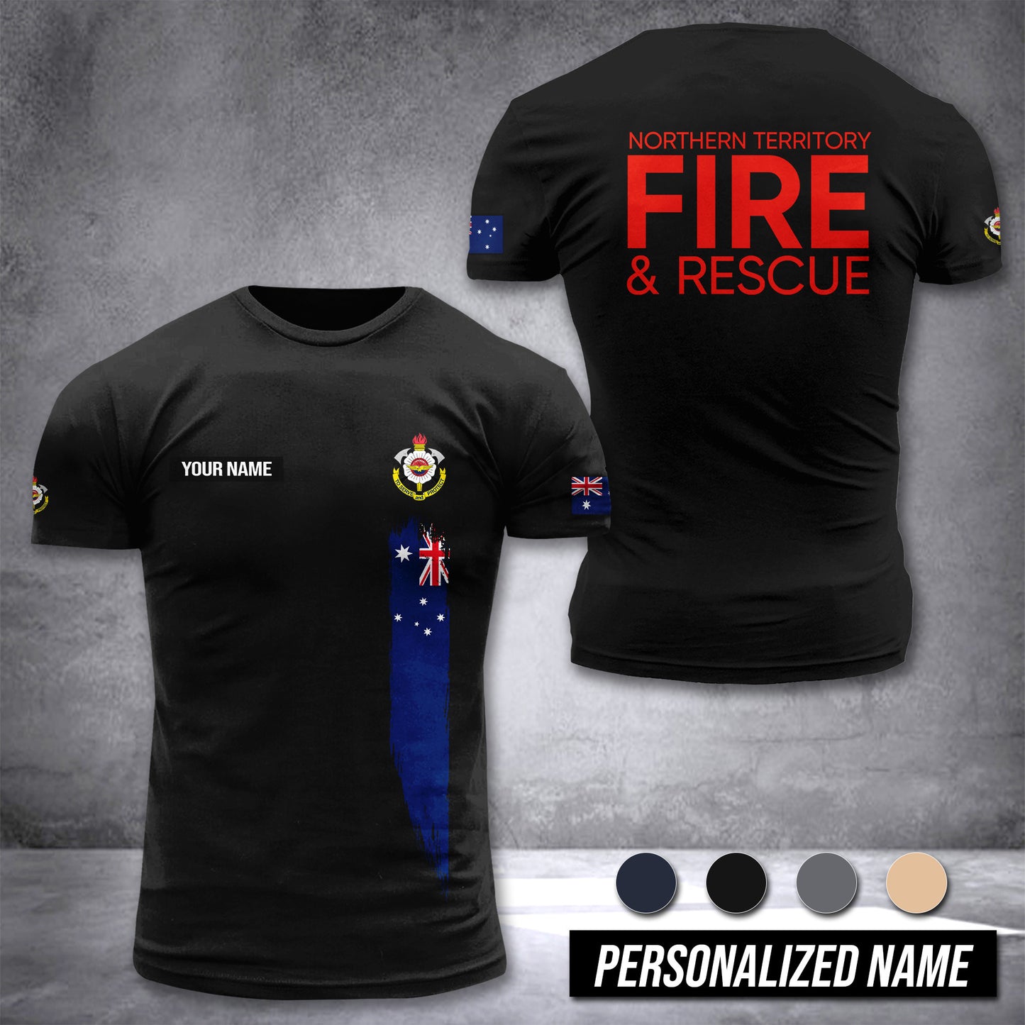 Northern Territory Fire and Rescue Service Australia customize T-shirt 3d DAH