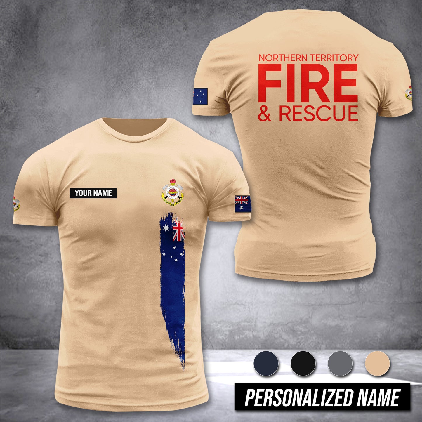 Northern Territory Fire and Rescue Service Australia customize T-shirt 3d DAH