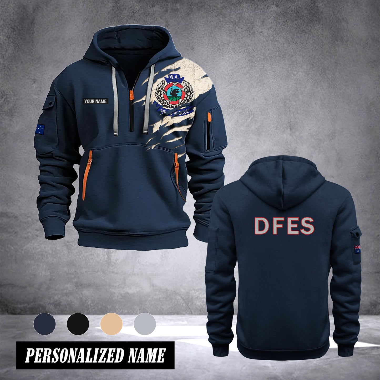 Department of Fire and Emergency Services Australia customize Hoodie Half Zipper 0909