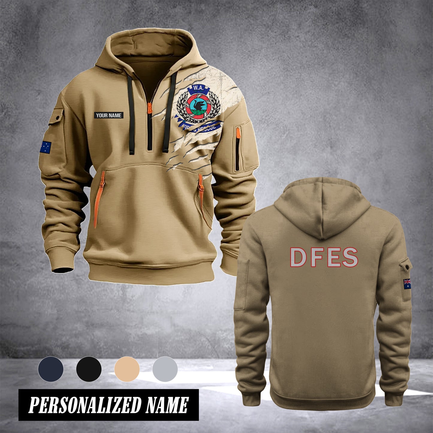 Department of Fire and Emergency Services Australia customize Hoodie Half Zipper 0909