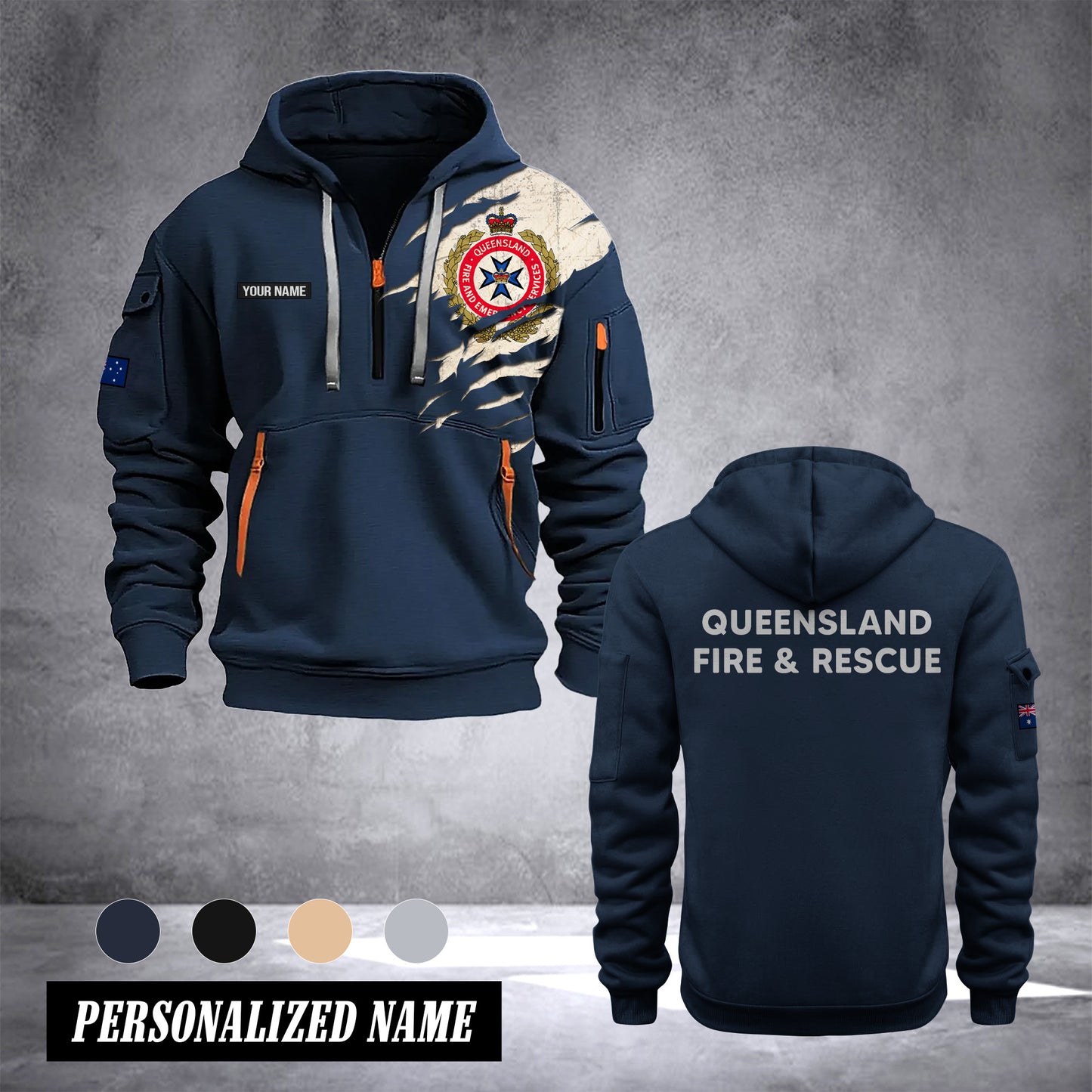 Queensland Fire and Emergency Services Australia customize Hoodie Half Zipper 0909