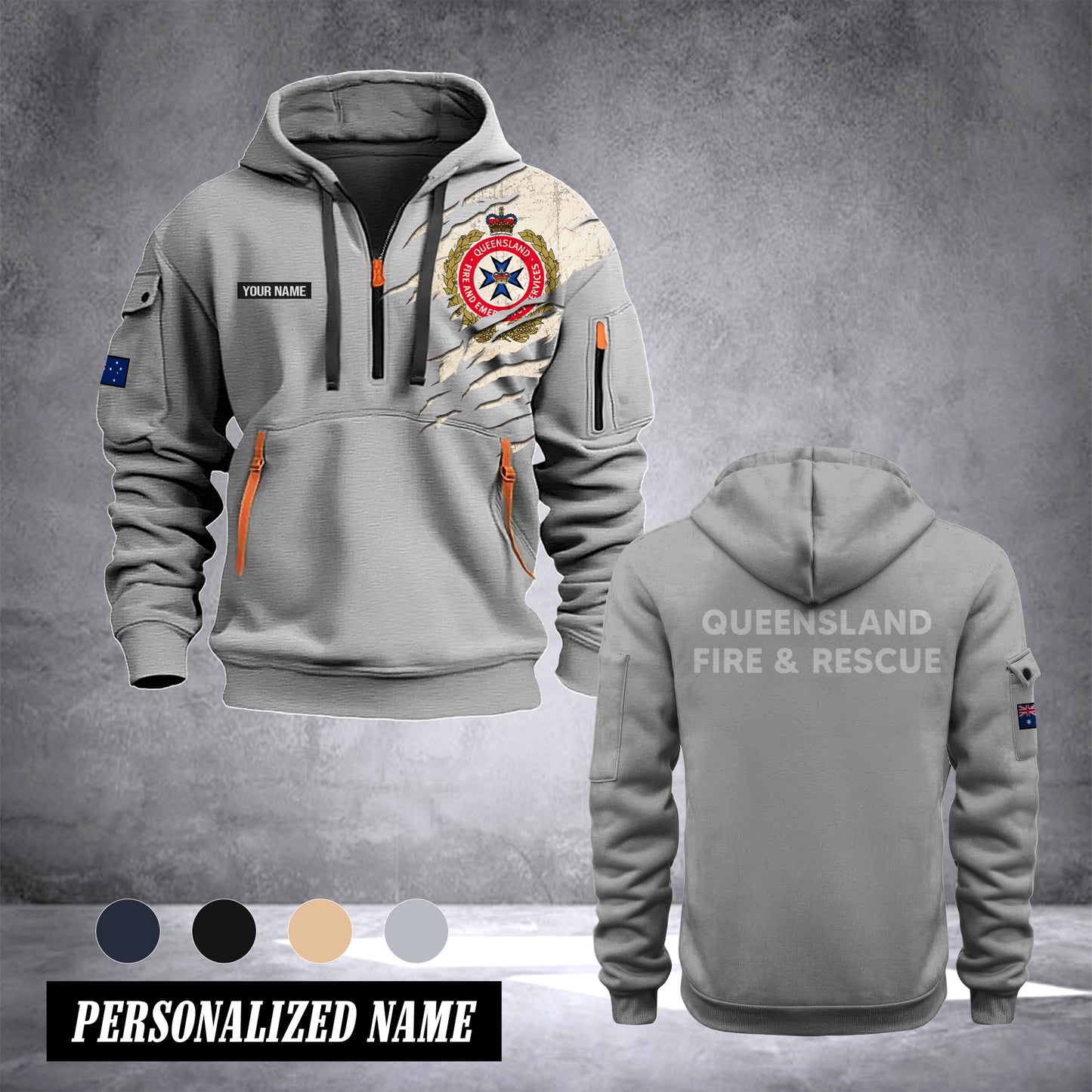 Queensland Fire and Emergency Services Australia customize Hoodie Half Zipper 0909