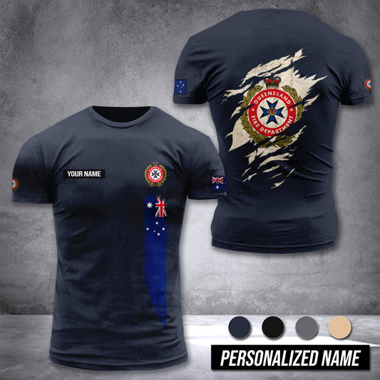 Queensland Fire And Rescue Australian customize T-shirt back