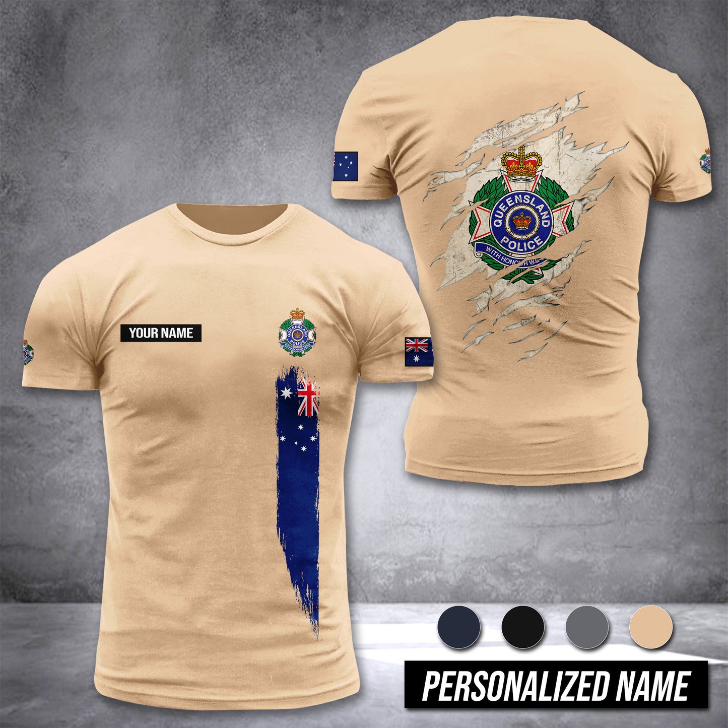 Queensland Police Service Australian customize T-shirt back