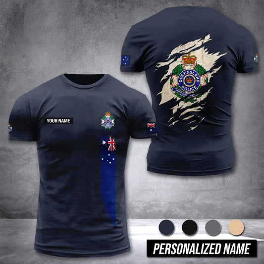 Queensland Police Service Australian customize T-shirt back