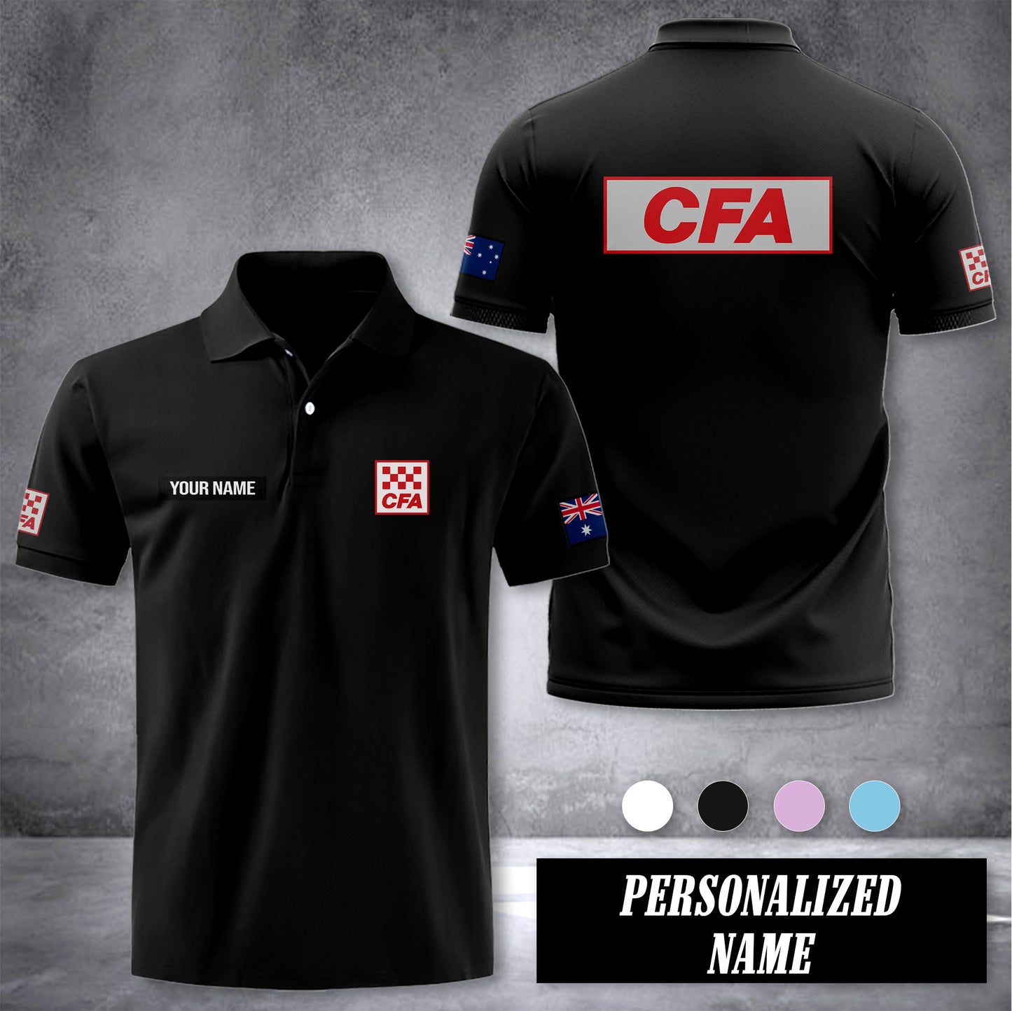 Country Fire Authority Australia customize polo back