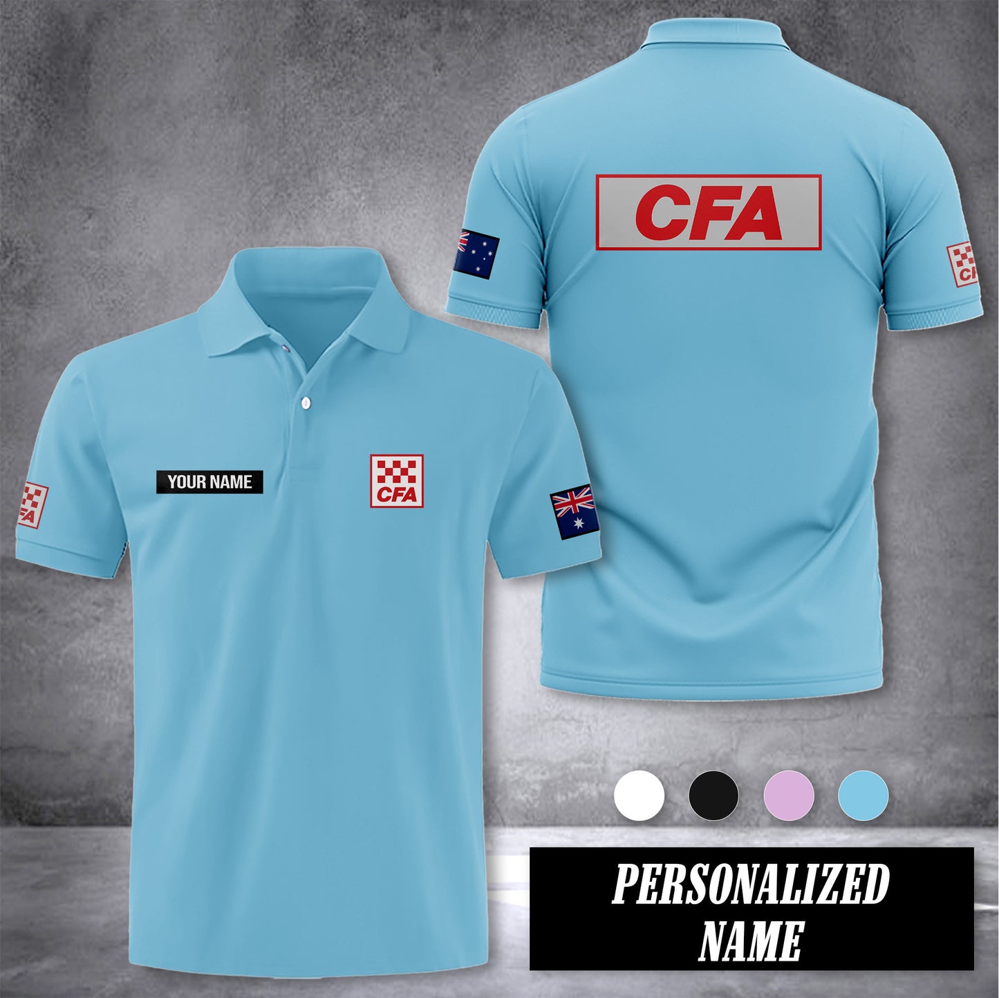 Country Fire Authority Australia customize polo back