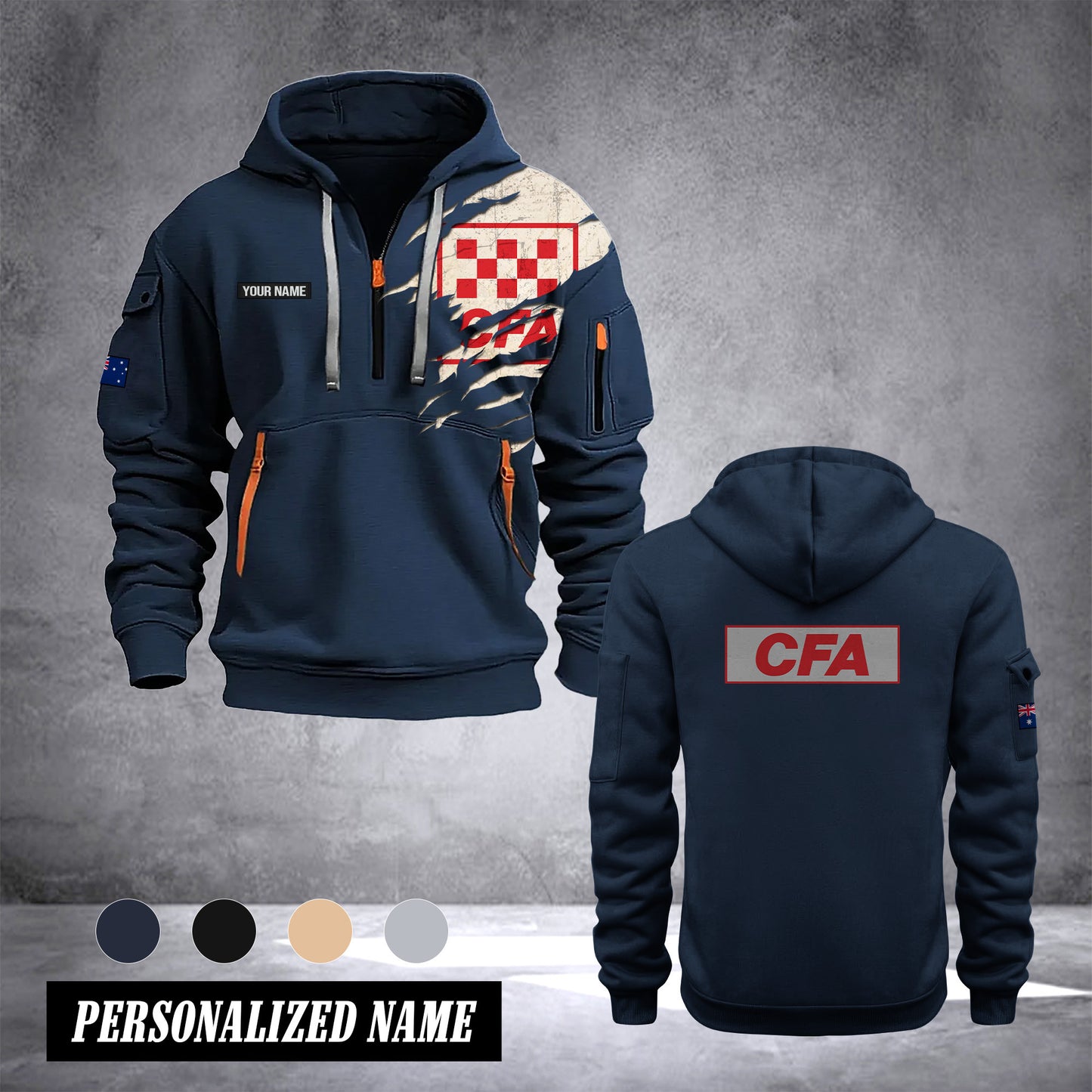 Country Fire Authority Australia customize Hoodie Half Zipper 0909