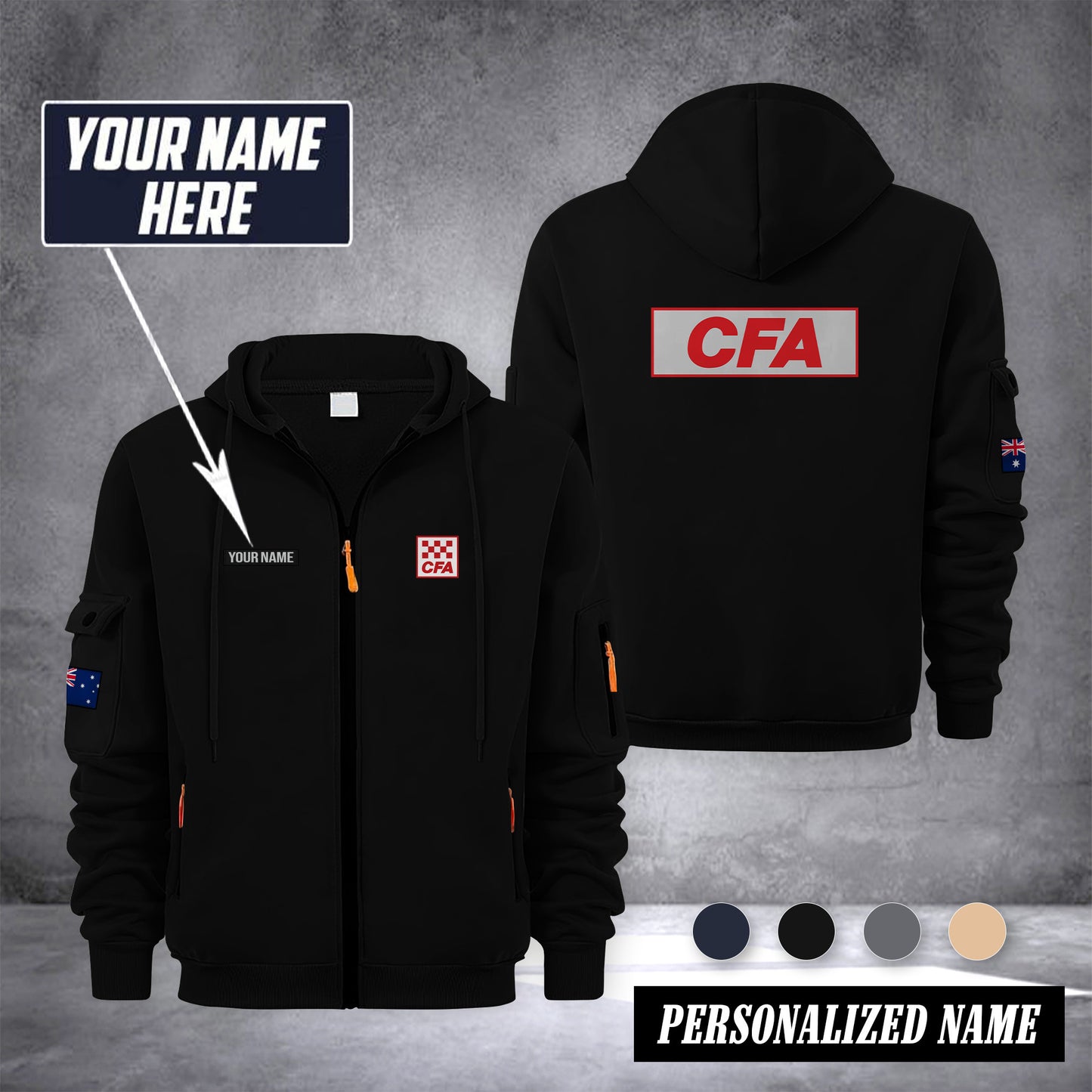 Country Fire Authority Australia customize Zipper cardigan jacket