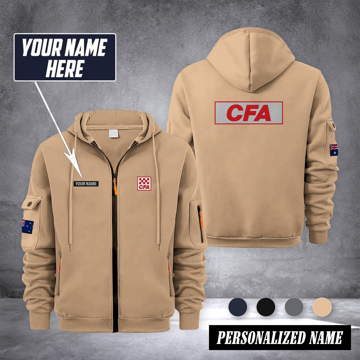 Country Fire Authority Australia customize Zipper cardigan jacket