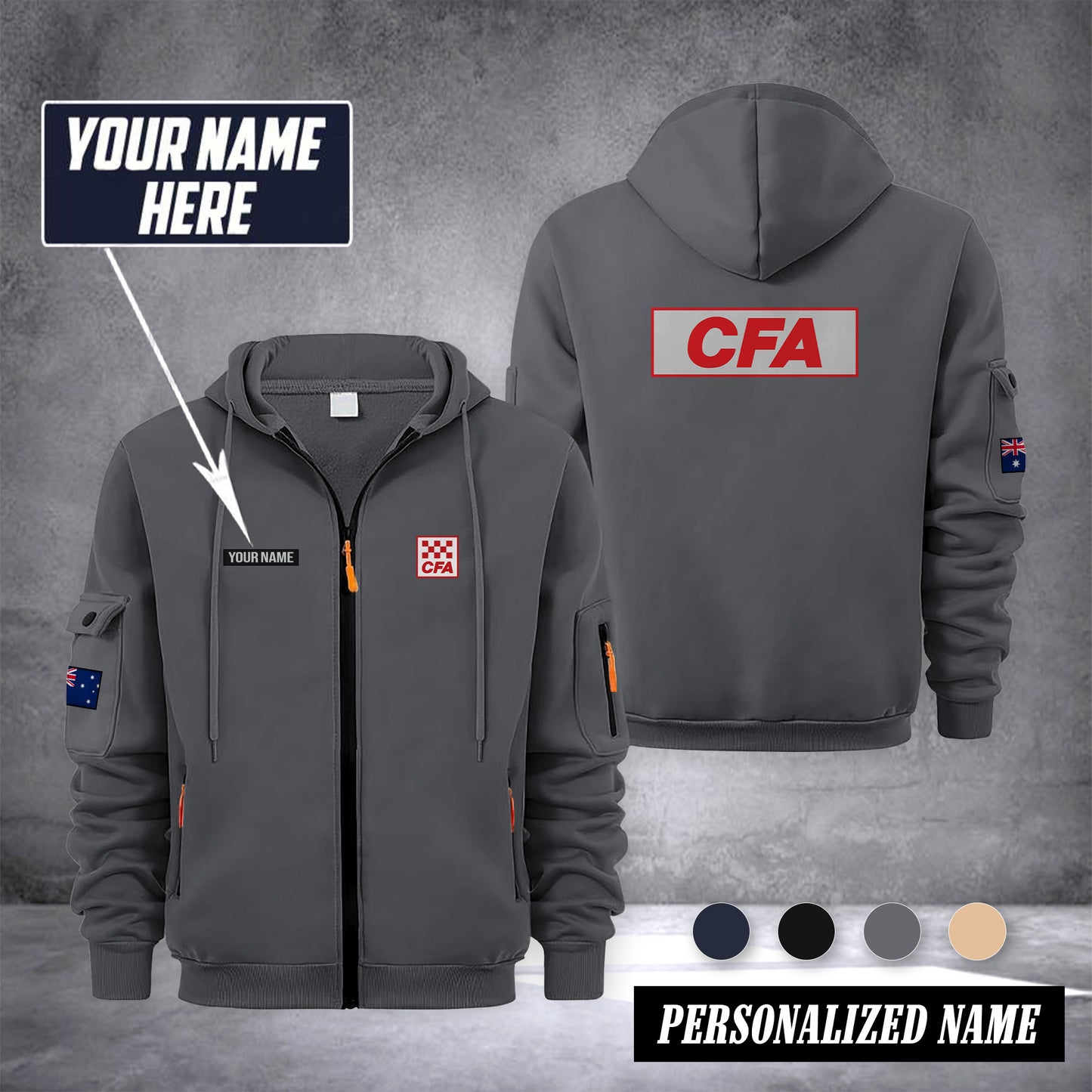 Country Fire Authority Australia customize Zipper cardigan jacket