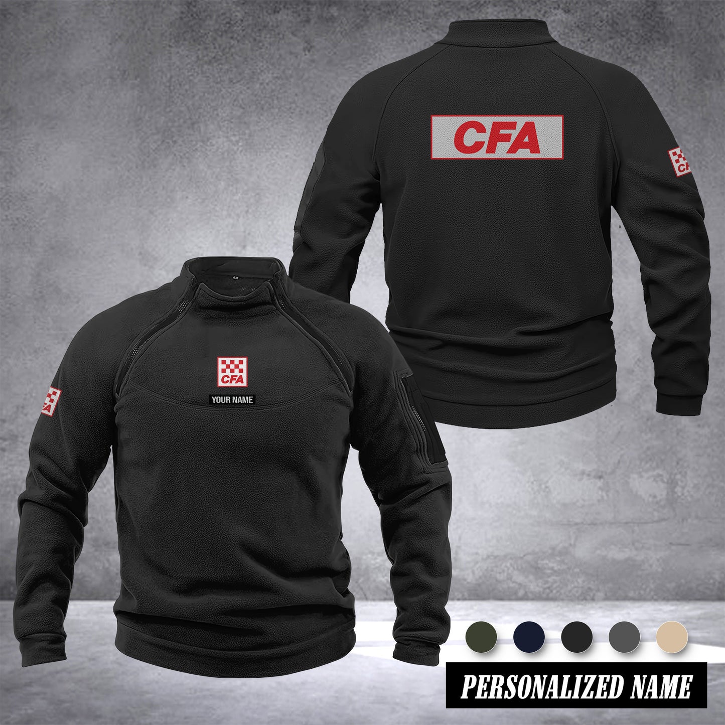 Country Fire Authority Australia Men’s Tactical Hoodie with Zip – Military Style Outdoor Fleece Pullover, Windproof, Warm & Long Sleeve
