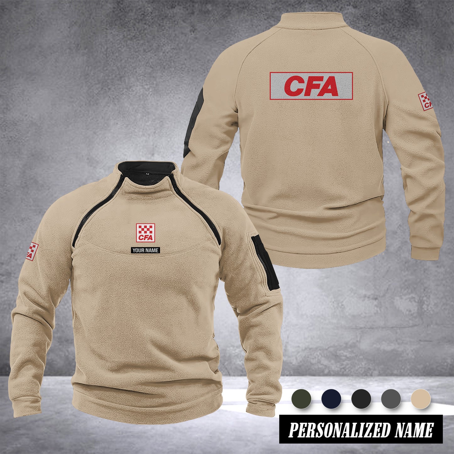 Country Fire Authority Australia Men’s Tactical Hoodie with Zip – Military Style Outdoor Fleece Pullover, Windproof, Warm & Long Sleeve