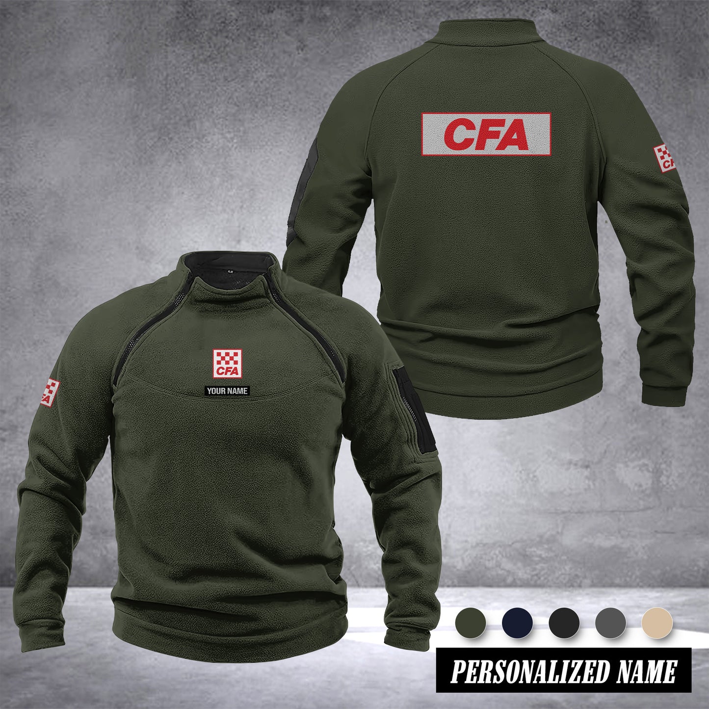 Country Fire Authority Australia Men’s Tactical Hoodie with Zip – Military Style Outdoor Fleece Pullover, Windproof, Warm & Long Sleeve