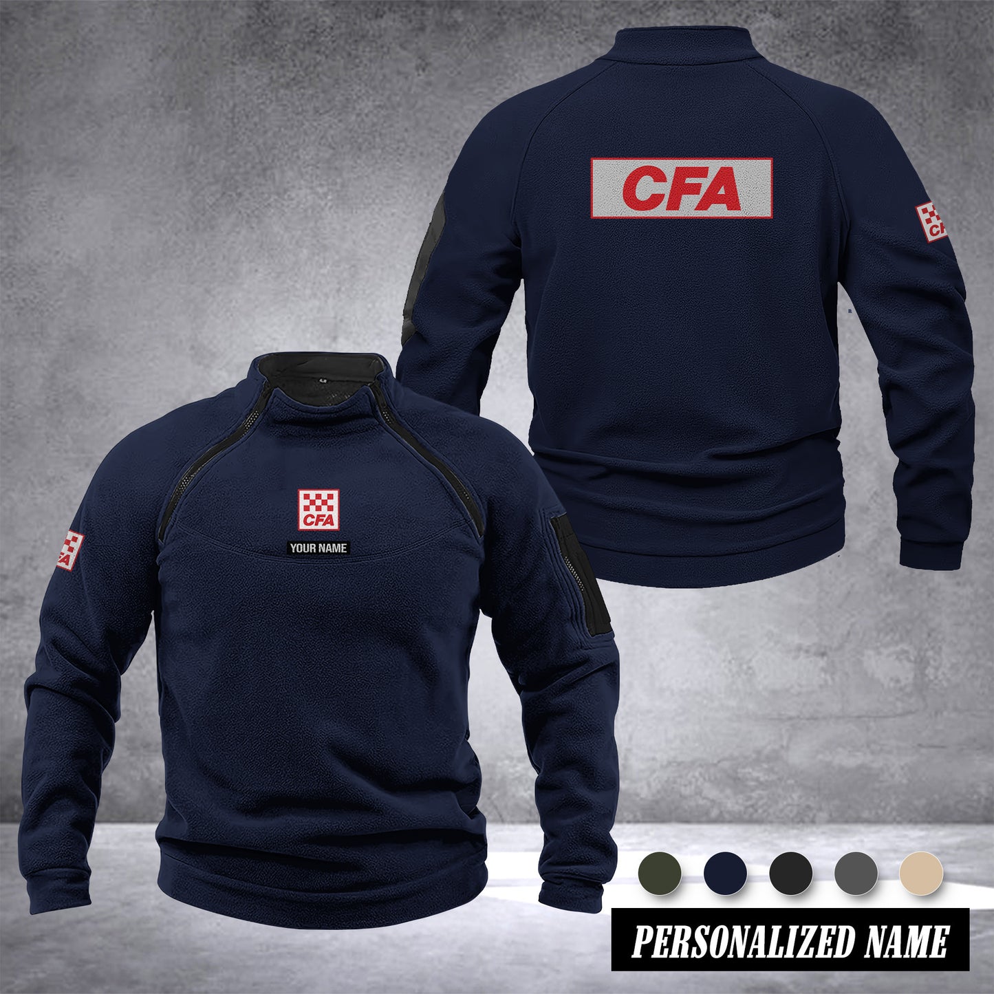 Country Fire Authority Australia Men’s Tactical Hoodie with Zip – Military Style Outdoor Fleece Pullover, Windproof, Warm & Long Sleeve