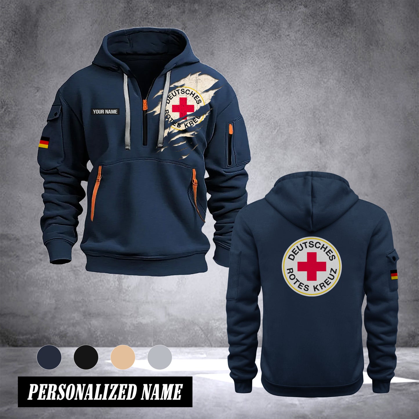 Deutsches Rotes Kreuz customize Hoodie Half Zipper NLG