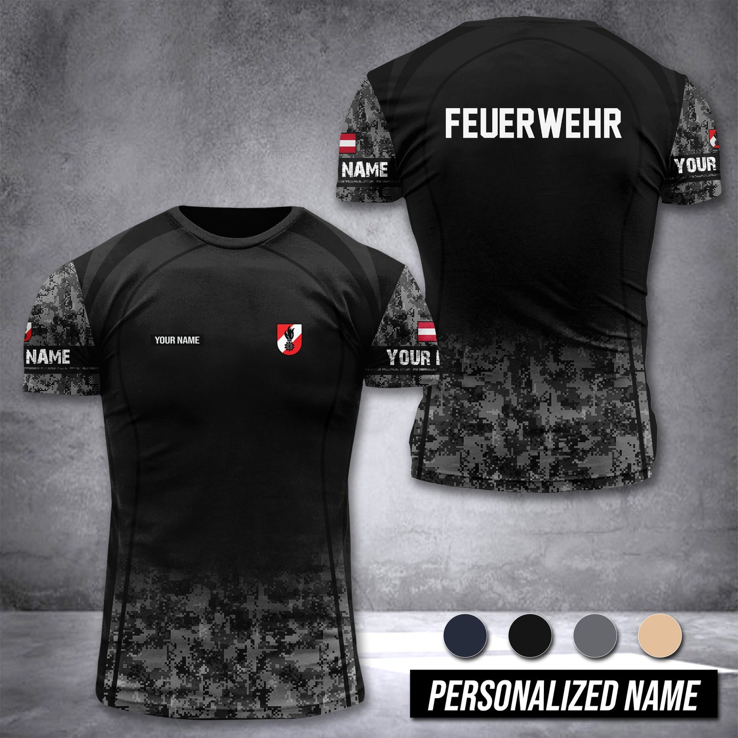 Firefighter Austria customize T-shirt digital camo