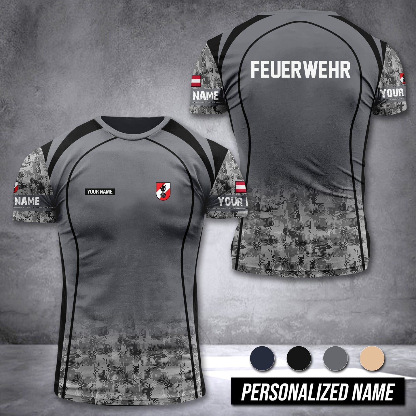 Firefighter Austria customize T-shirt digital camo