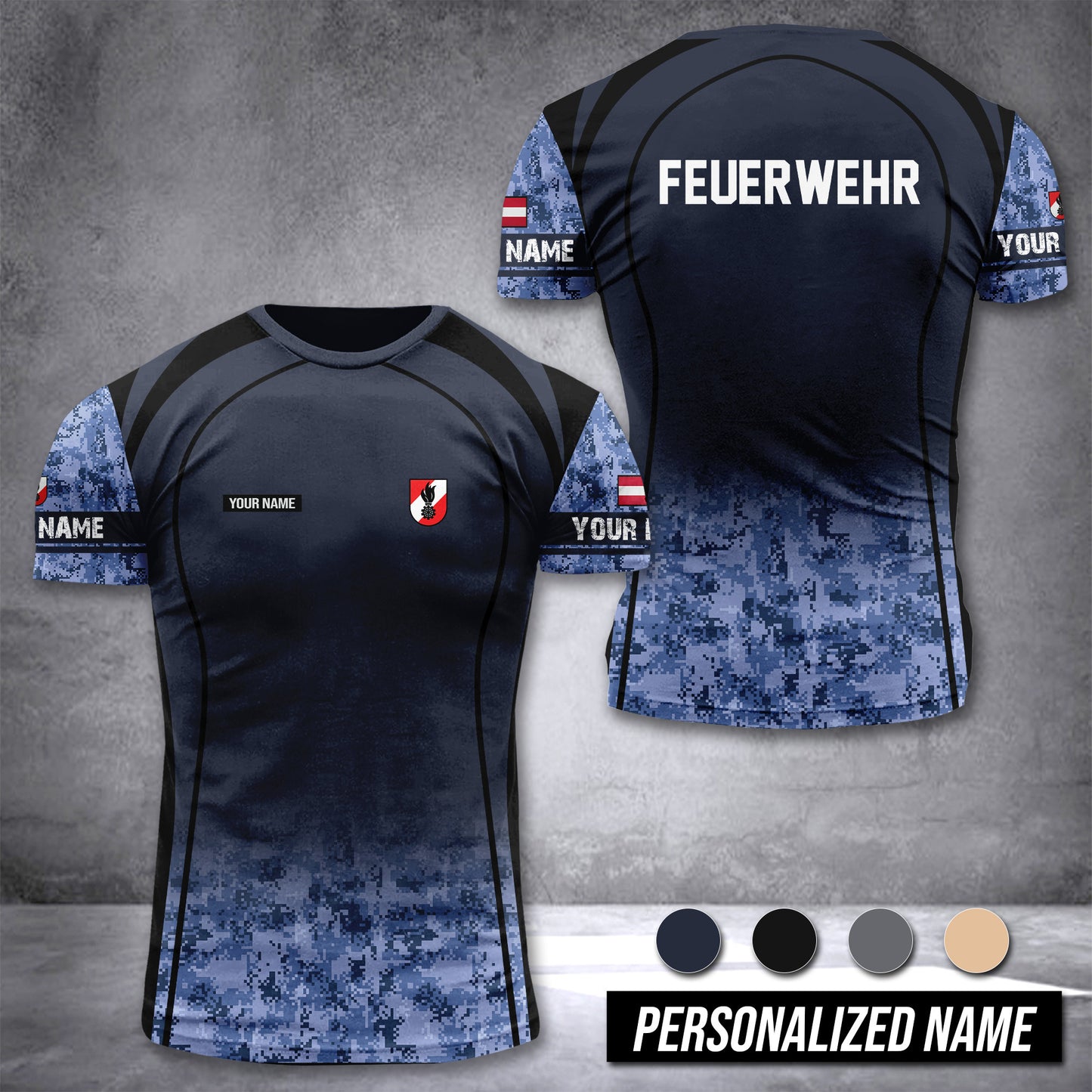 Firefighter Austria customize T-shirt digital camo