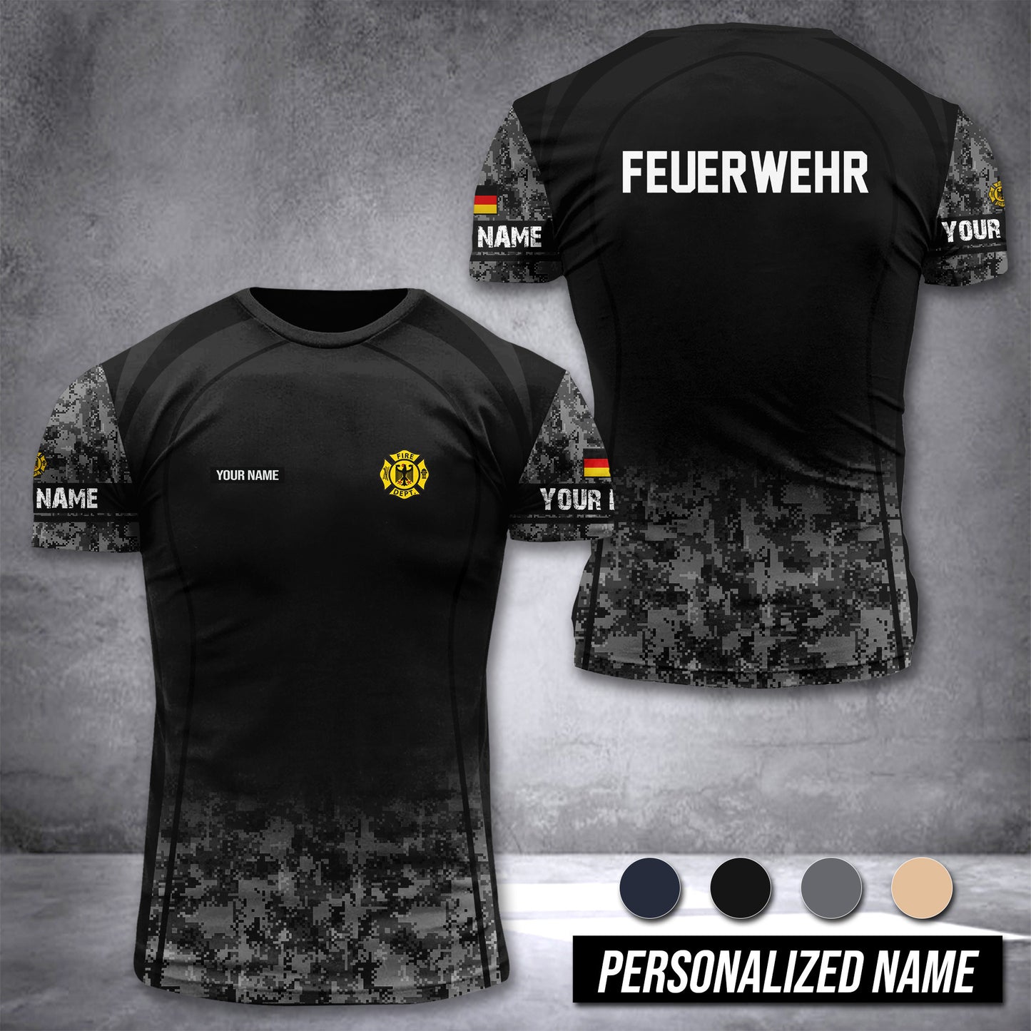 Firefighter Germany customize T-shirt digital camo