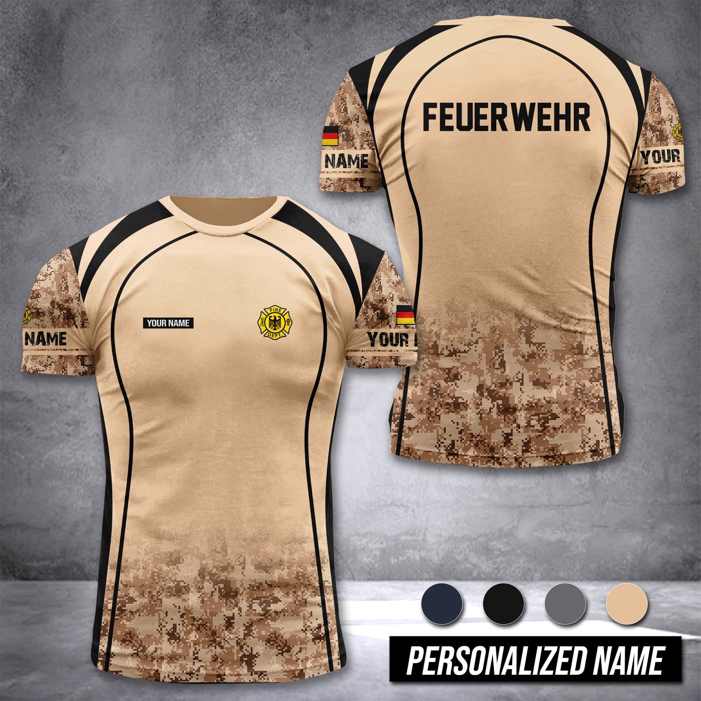Firefighter Germany customize T-shirt digital camo